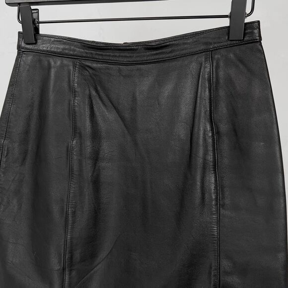 Vintage 80s-90s Concepts Genuine Leather Midi Pencil Skirt Fits 25 Inch Waist - Picture 4 of 5